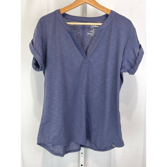 L.L. BEAN Streamside Tee Short Sleeve V Neck Top Slub Knit Blue Gray Size M - Picture 8 of 8